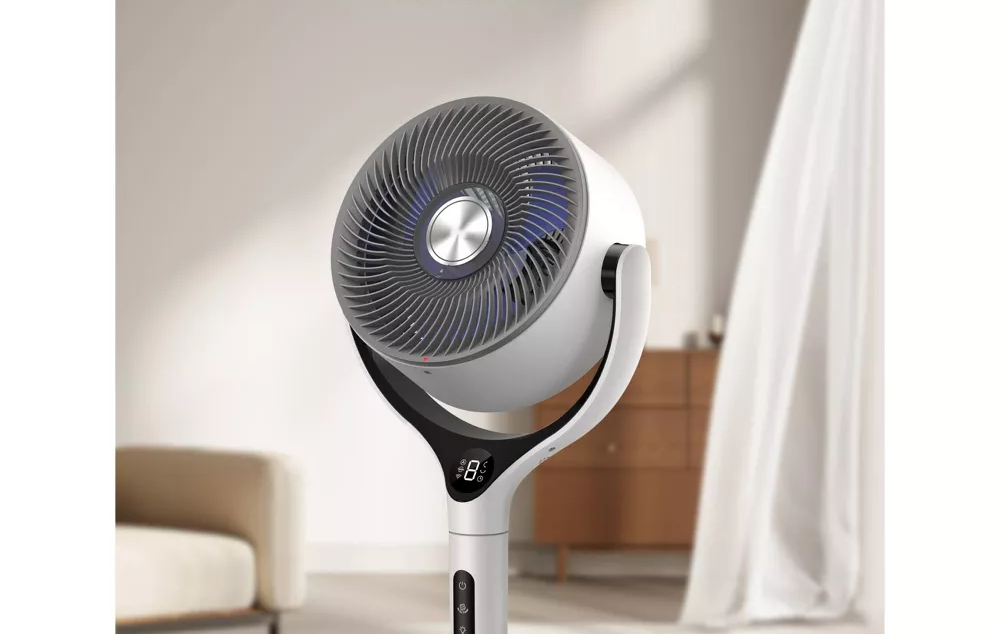Portable Pedestal Electric Fan With 3D Swing RGB Ambient Light and Dual Smart Control Methods
