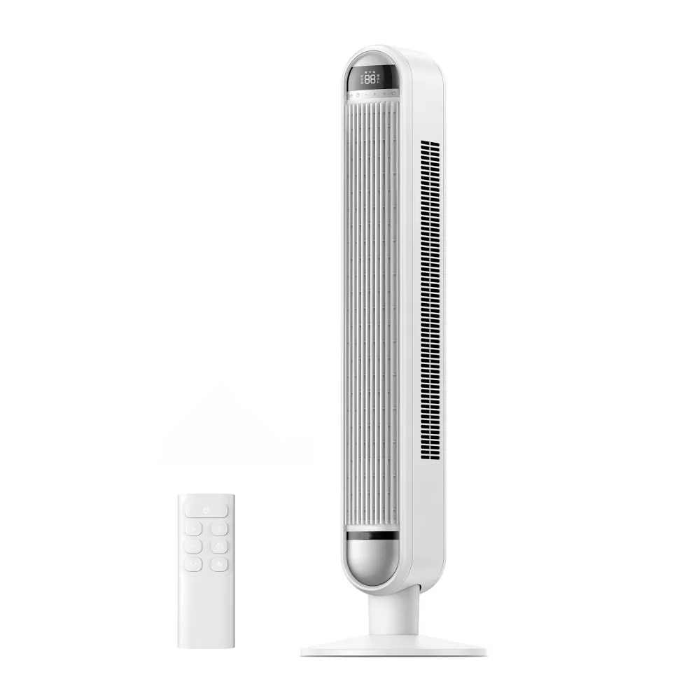 Swing Bladeless Tower Electric Fan Supporting Mobile App and Hands-Free Voice Control