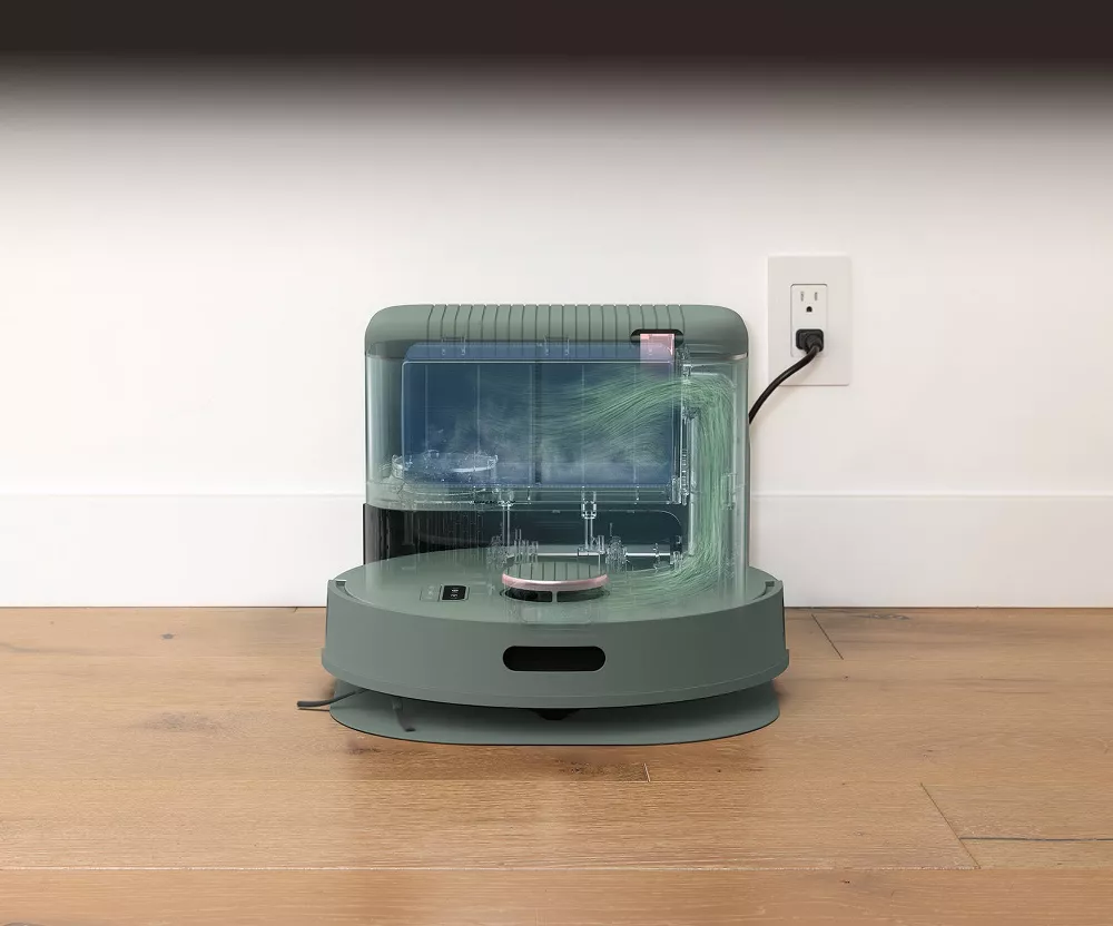 Eco-Friendly Bio-Plastic Robot Vacuum Featuring Tunable Auto-Empty Function and Multi-Grade Suction Mopping Presets