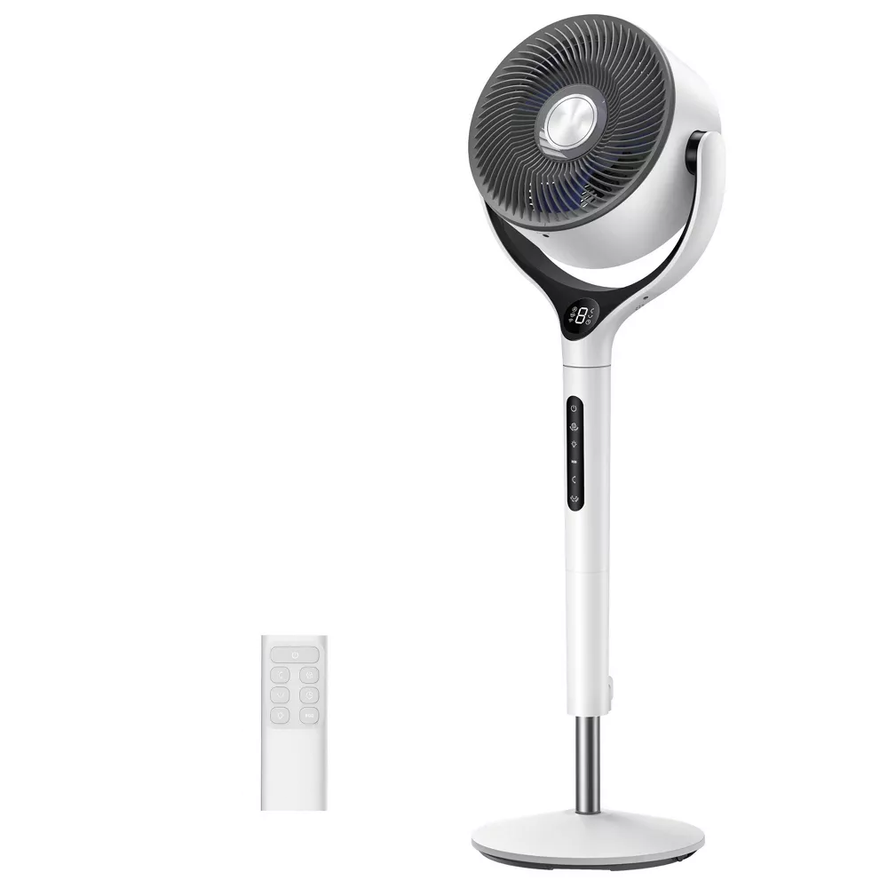 Portable Pedestal Electric Fan With 3D Swing RGB Ambient Light and Dual Smart Control Methods