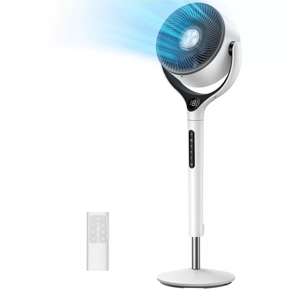 Portable Pedestal Electric Fan With 3D Swing RGB Ambient Light and Dual Smart Control Methods
