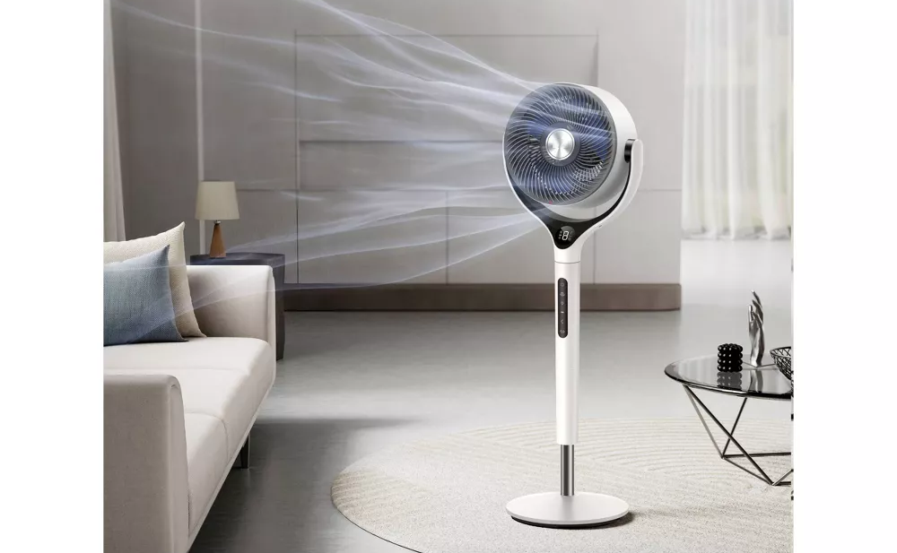 Portable Pedestal Electric Fan With 3D Swing RGB Ambient Light and Dual Smart Control Methods